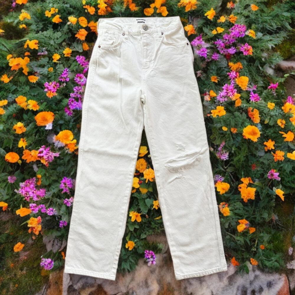Reformation Cream Straight Leg Jeans